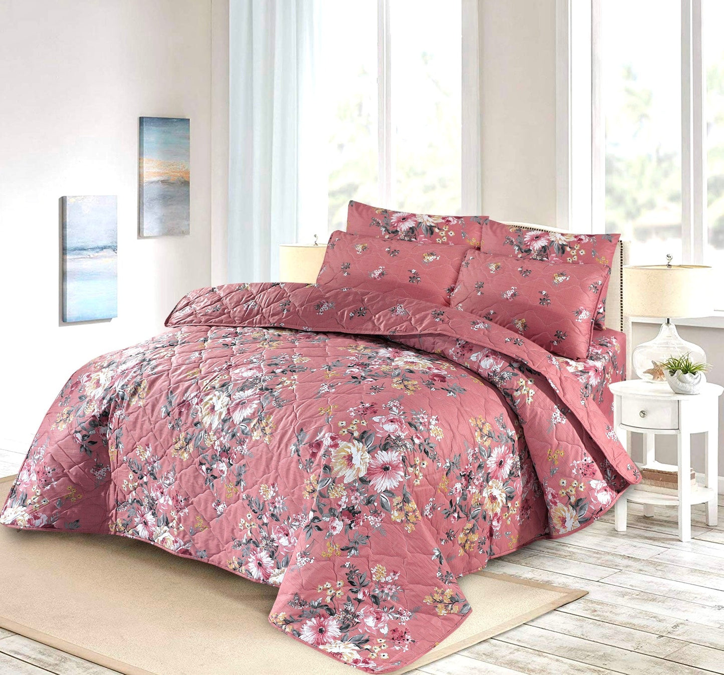 PINK SHELL SUMMER COMFORTER SET- 7 PCS