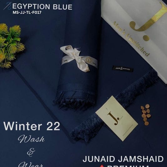 J Dot Premium Summer Tropical Unstitched Suit for E4-44 Egyption Blue