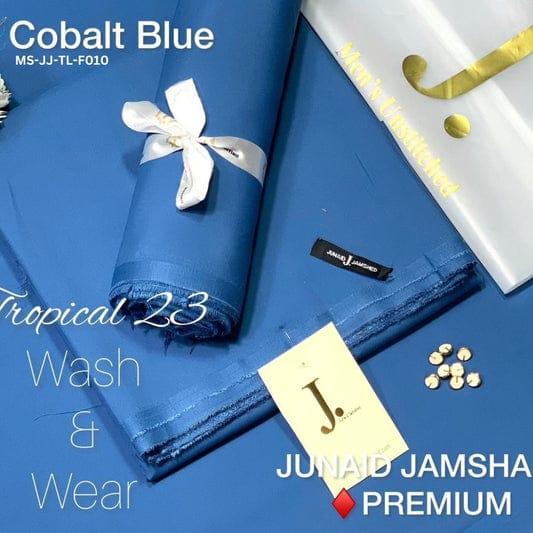 J Dot Premium Summer Tropical Unstitched Suit for E4-48 Cobalt Blue