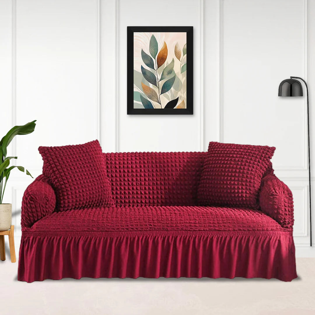 Bubble Turkish Sofa Cover - Maroon