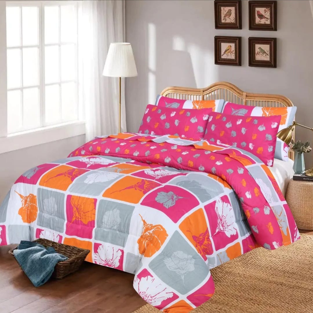 Pink Flower-Quilt Set