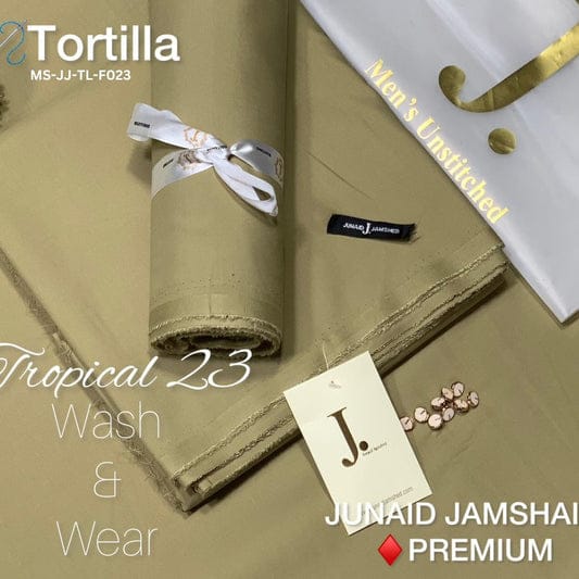J Dot Premium Summer Tropical Unstitched Suit for E4-04 tortilla
