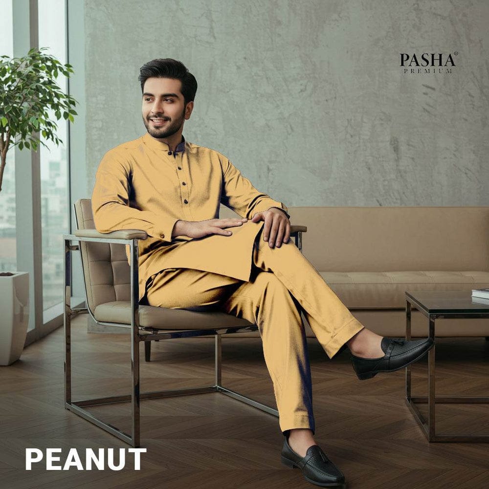 Pasha Premium | 100% Soft Egyptian Cotton | Luxurious Unstitched Fabric (Peanut)