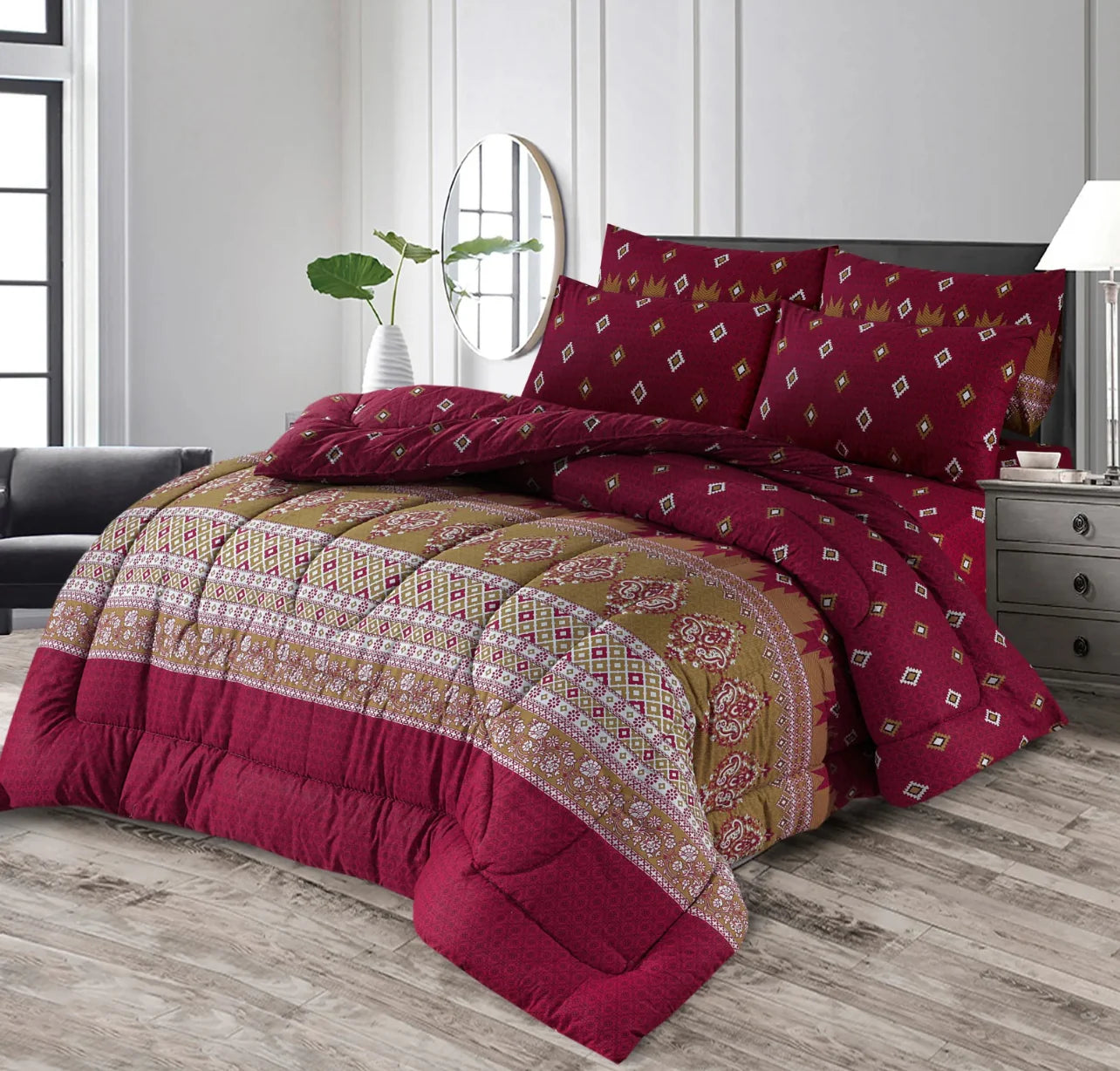 REDDY SQUARE SUMMER COMFORTER SET- 7 PCS
