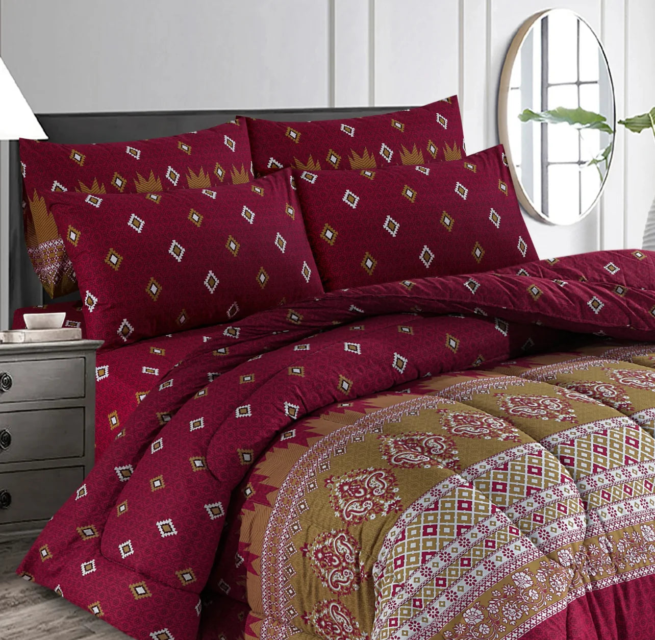 REDDY SQUARE SUMMER COMFORTER SET- 7 PCS