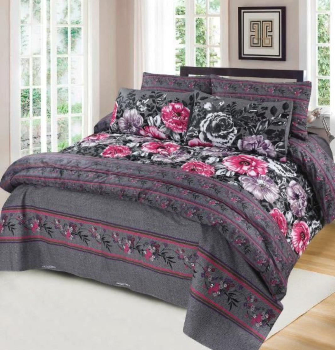 Grey Floral Majesty-Quilt Set
