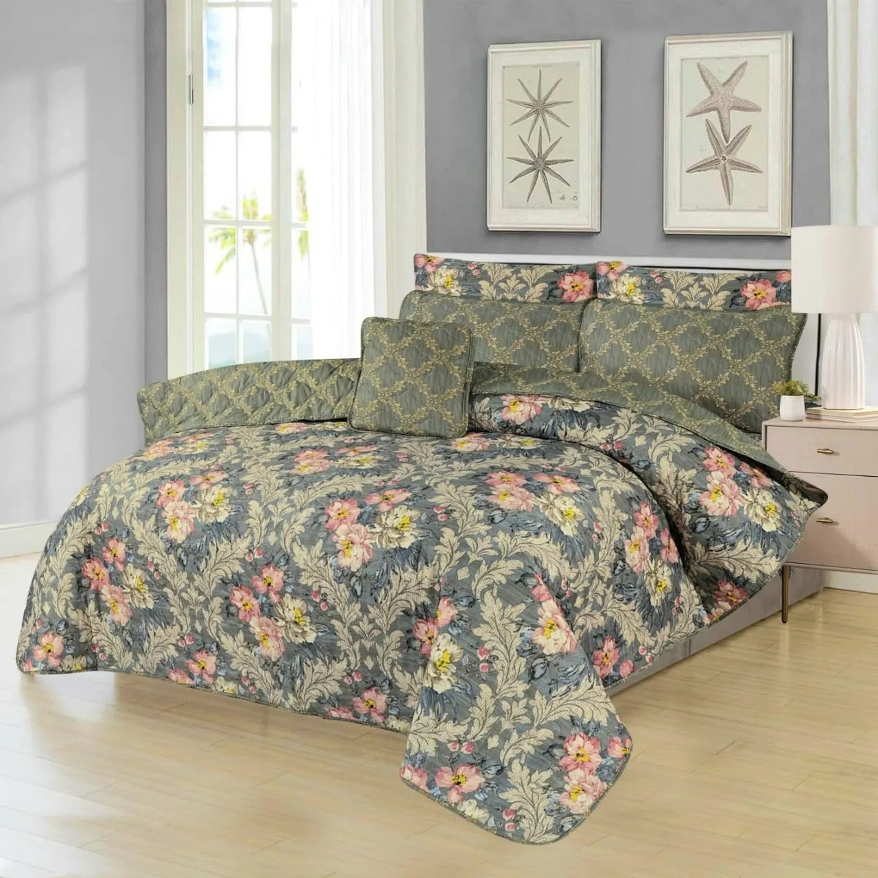 GREAN PURPISH SUMMER COMFORTER SET -7 PCS