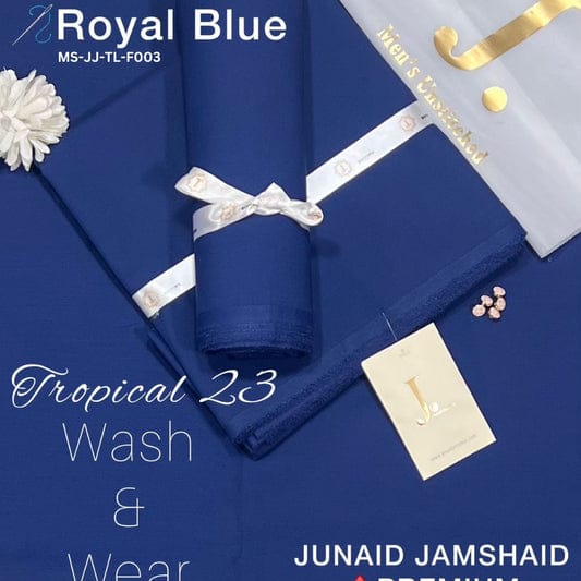 J Dot Premium Summer Tropical Unstitched Suit for E4-52 Royal Blue