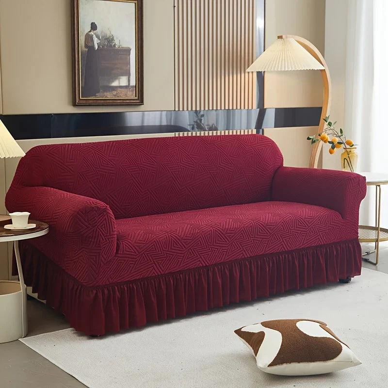 New Zigzag Pattren Strechable Sofa Covers - Maroon