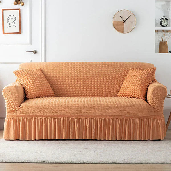 RUFFELED SUR SUCKER TURKISH SOFA COVER - Golden