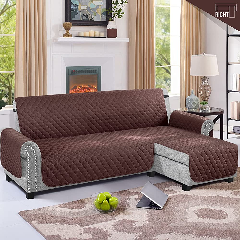COTTON QUILTED L-SHAPE SOFA RUNNER - SOFA COAT (BROWN)