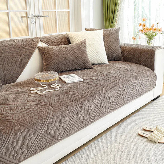 Mat Ultrasonic Sofa Covers - Brown