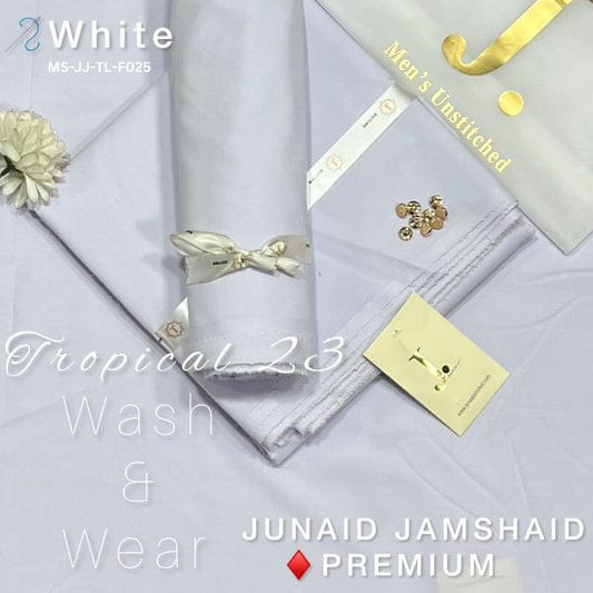 J Dot Premium Summer Tropical Unstitched Suit for E4-14 white
