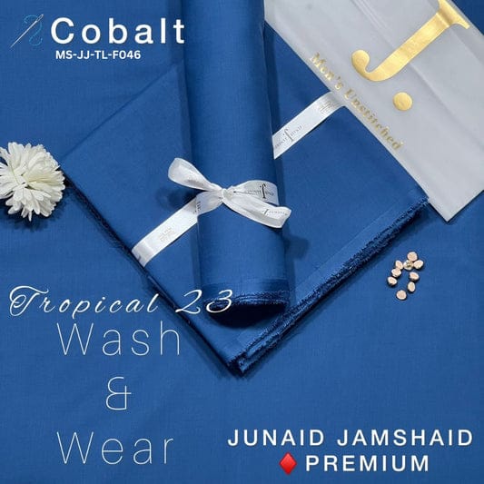J Dot Premium Summer Tropical Unstitched Suit for E4-21 Cobalt