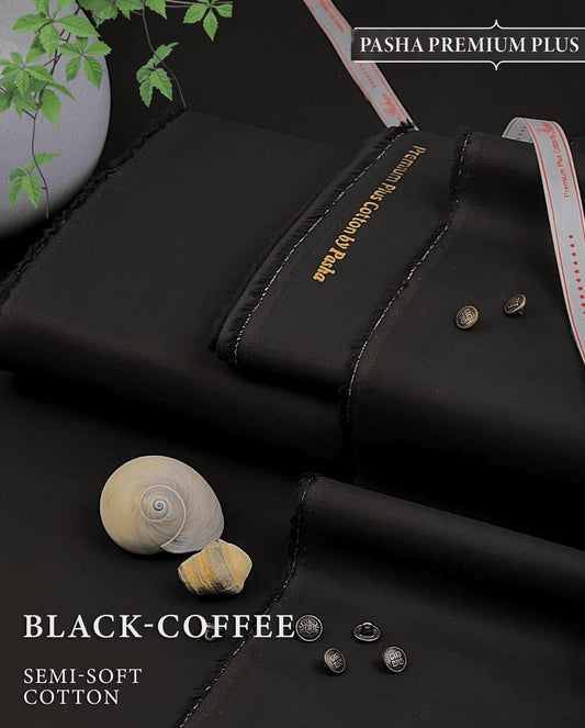 Pasha Premium Plus | Pure Egyptian Cotton | Semi-Soft Luxurious Unstitched Fabric for Men's (Coffee)