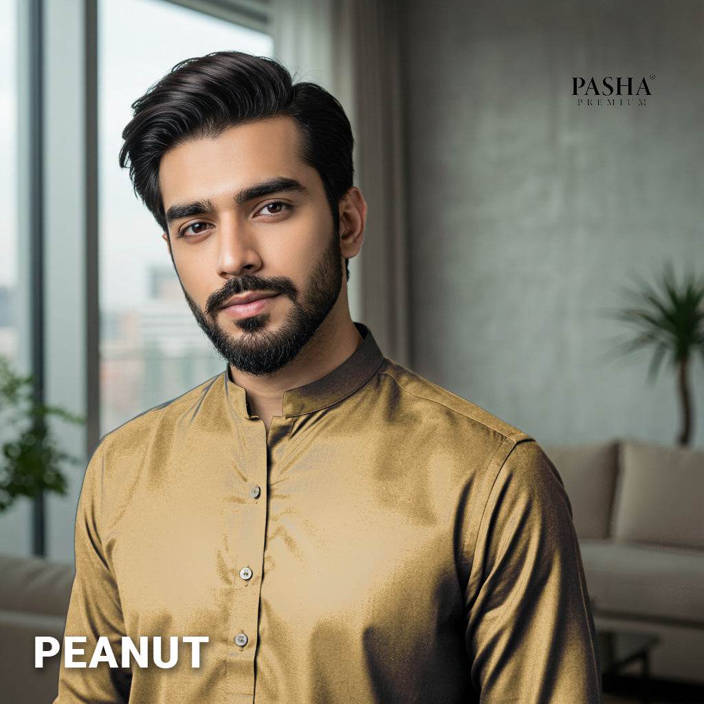 Pasha Premium | 100% Soft Egyptian Cotton | Luxurious Unstitched Fabric (Peanut)