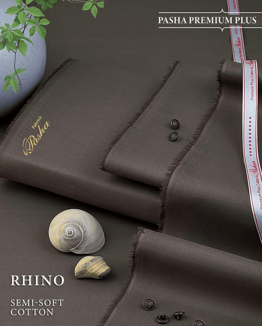 Pasha Premium Plus | Pure Egyptian Cotton | Semi-Soft Luxurious Unstitched Fabric for Men's (Rhino)