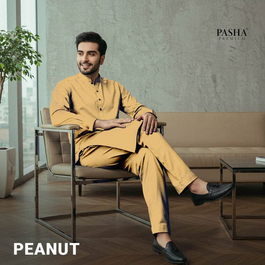 Pasha Premium | 100% Soft Egyptian Cotton | Luxurious Unstitched Fabric (Peanut)