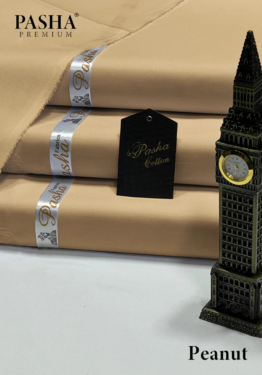 Pasha Premium | 100% Soft Egyptian Cotton | Luxurious Unstitched Fabric (Peanut)