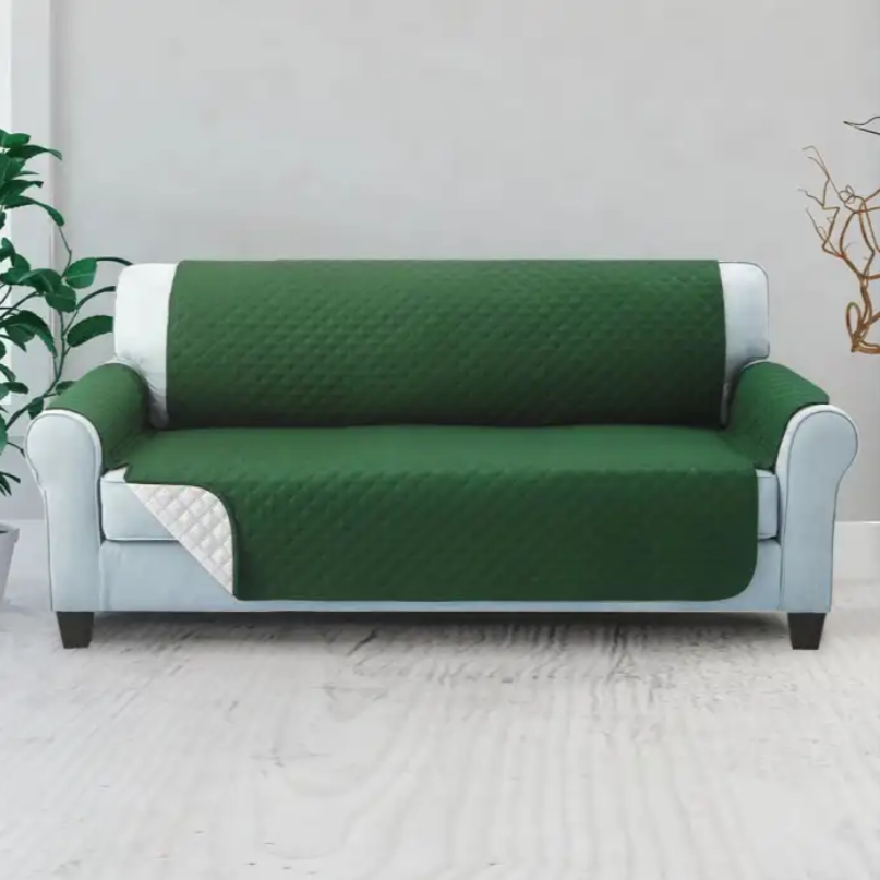 COTTON QUILTED SOFA RUNNER - SOFA COAT (GREEN)