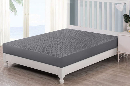 Ultra Soft Cotton Quilted 100% Waterproof Mattress Protector For Double Bed -Grey