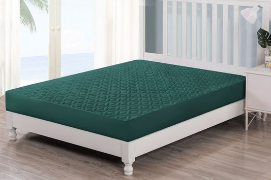 Ultra Soft Cotton Quilted 100% Waterproof Mattress Protector For Double Bed - Parrot Green