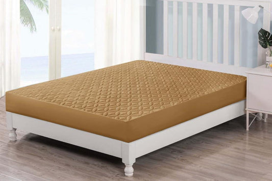 Ultra Soft Cotton Quilted 100% Waterproof Mattress Protector For Double Bed - Copper Brown