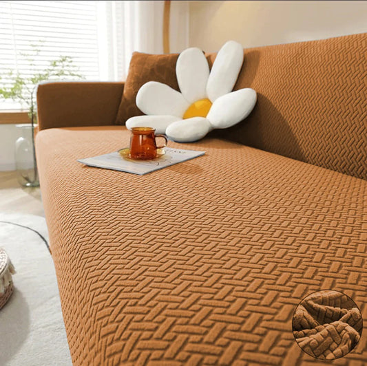 Stripe Jacquard Sofa Cover - Camel
