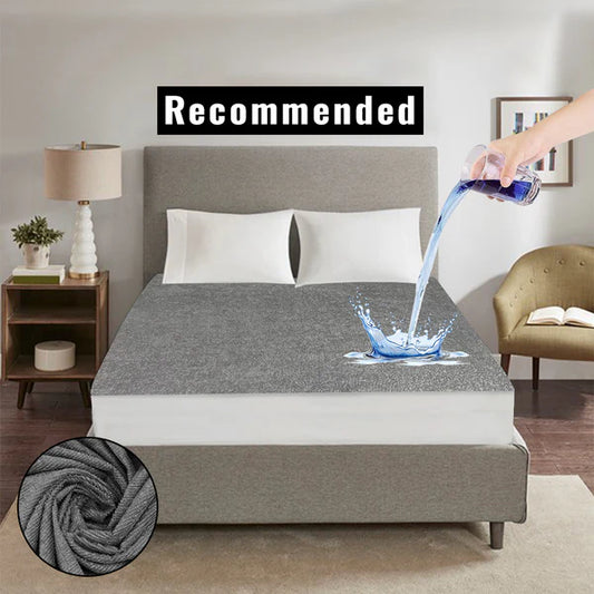 Jointless Recommended Premium & Export Quality Terry Cotton 100% Waterproof Fitted Style Mattress Protector- Grey Colour