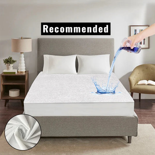Jointless Recommended Premium & Export Quality Terry Cotton 100% Waterproof Fitted Style Mattress Protector- White Colour