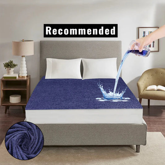 Jointless Recommended Premium & Export Quality Terry Cotton 100% Waterproof Fitted Style Mattress Protector- Blue Colour
