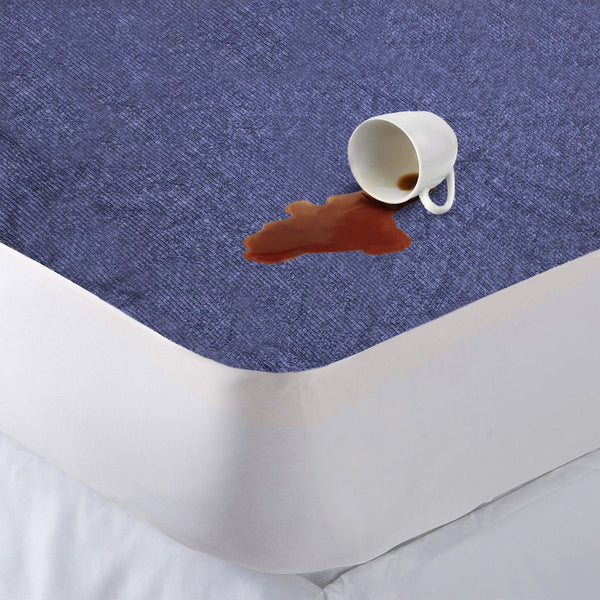 Jointless Recommended Premium & Export Quality Terry Cotton 100% Waterproof Fitted Style Mattress Protector- Blue Colour