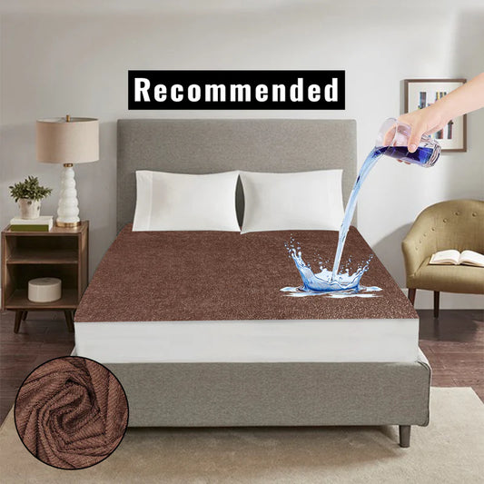 Jointless Recommended Premium & Export Quality Terry Cotton 100% Waterproof Fitted Style Mattress Protector- Brown Colour
