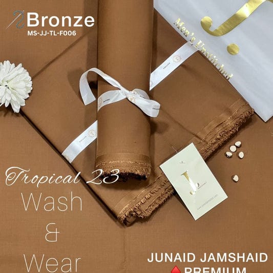 J Dot Premium Summer Tropical Unstitched Suit for E4-51 Bronze