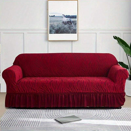 Zebra Velvet Sofa Covers With Frill & Without Frill - Mehroon -