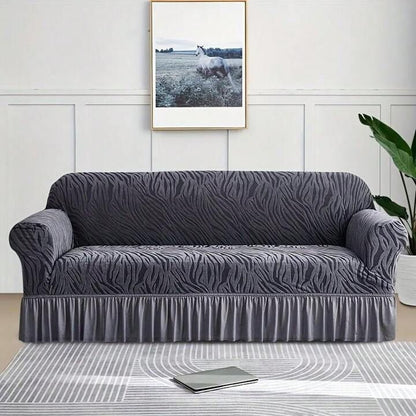 Zebra Velvet Sofa Covers With Frill & Without Frill - Green -