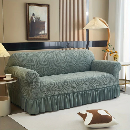 New Zigzag Pattren Strechable Sofa Covers - Coral Green