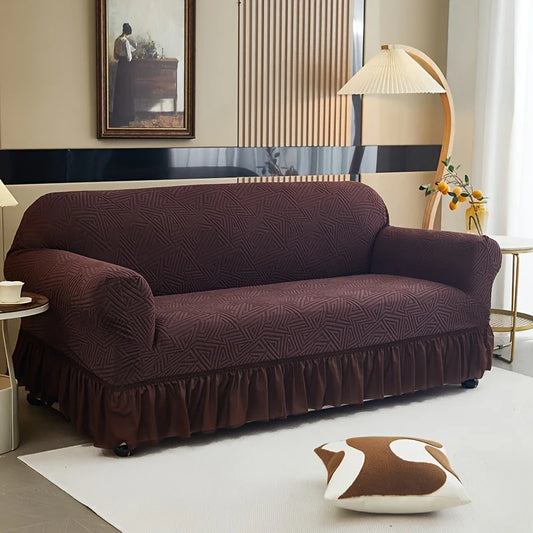 New Zigzag Pattren Strechable Sofa Covers - Dark Brown