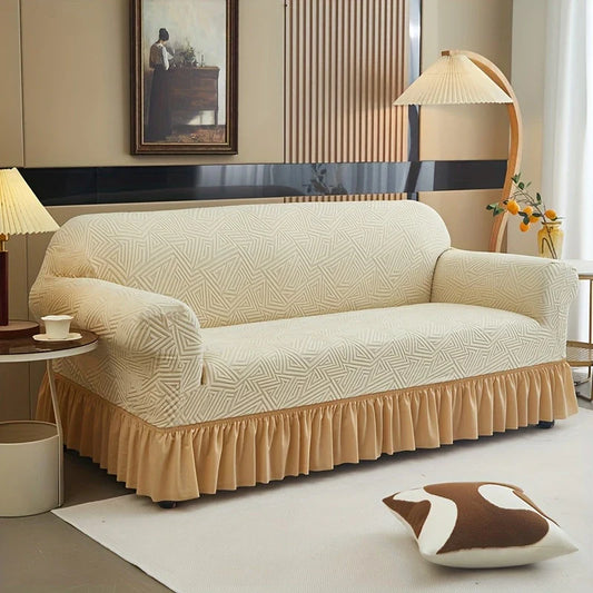 New Zigzag Pattren Strechable Sofa Covers - Skin Golden