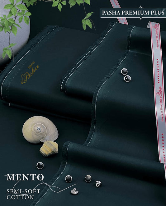 Pasha Premium Plus | Pure Egyptian Cotton | Semi-Soft Luxurious Unstitched Fabric for Men's (Mento)